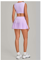 Ensemble de vêtements de sport pour femmes, 2 pièces, hauts courts ajustés et jupe plissée taille haute avec short intégré, tenue de tennis, ensemble de yoga, vêtements de fitness