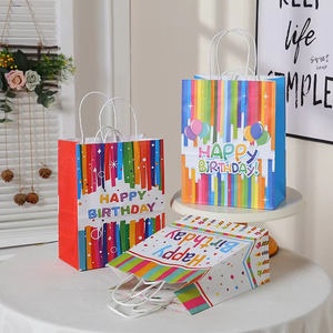 Happy Birthday Kraft Paper <strong>Bag</strong> Candy Cookies Packaging Rainbow Cartoon Gift <strong>Bag</strong> With Handle Kids Birthday <strong>Party</strong> Decorations - Product Image 3