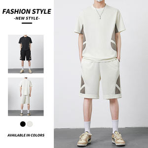 Conjunto deportivo clásico de dos piezas para hombre, con logotipo personalizado, suave, informal, de verano, pantalones elásticos, delgados, transpirables y a la moda. - Product Image 4