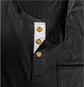 Outdoor FitnessRunning Wear Quick-Dry Men Solid Black Color Henley Collar Long Sleeve Tee Fitness Undershirt Casual T-Shirt - Product Image 6