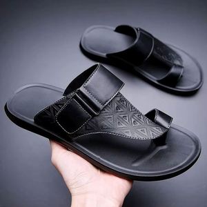 Wholesale High Quality Genuine Leather Men's Walking Shoes Custom Casual Style Comfortable Non-<b>Slip</b> Spring Summer <b>Slides</b> - Product Image 4