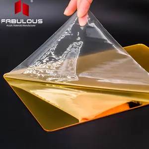 Fantastische Fabriek Op Maat Gemaakte Enkelvoudige Geharde Decoratieve Gouden Spiegel 1Mm Acryl Plastic Spiegelvellen