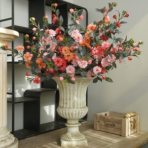 Arreglo de Flores Artificiales de Camelia en Jarrón, Degradado Rosa Blanco, Flor de Seda de Alta Simulación, Decoración para el Hogar, Accesorio para Bodas - Product Image 3