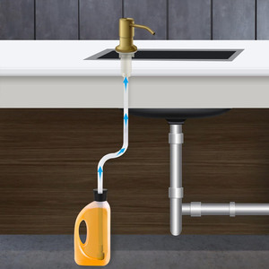 Dispensador de jabón de espuma para baño, bomba de botella negra, fregadero de cocina, juego de dispensador de jabón a presión manual, Kit de tubo de silicona con cabeza de acero inoxidable - Product Image 2