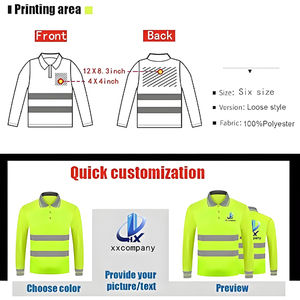 Yolite Quick Dry Class 3 Male Long Sleeve <strong>Hi</strong>-<strong>vis</strong> Safety <strong>Button</strong> up Down Reflective Strips Work Shirt <strong>Hi</strong> <strong>Vis</strong> Polo Shirts for Men - Product Image 4