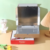 Boîtes à pizza jetables en papier kraft avec doublure en aluminium, forme carrée, tailles 7-12 pouces, emballage ondulé
