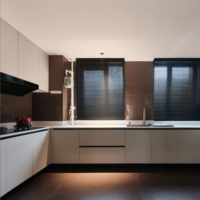 Meubles de cuisine modulaires modernes en bois massif et contreplaqué, écologiques, personnalisables, avec finition verre stratifié/MDF, vente en gros