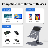 Support de tablette intelligent pliable et portable en alliage d'aluminium réglable en hauteur avec station d'accueil 7-en-1 Type C