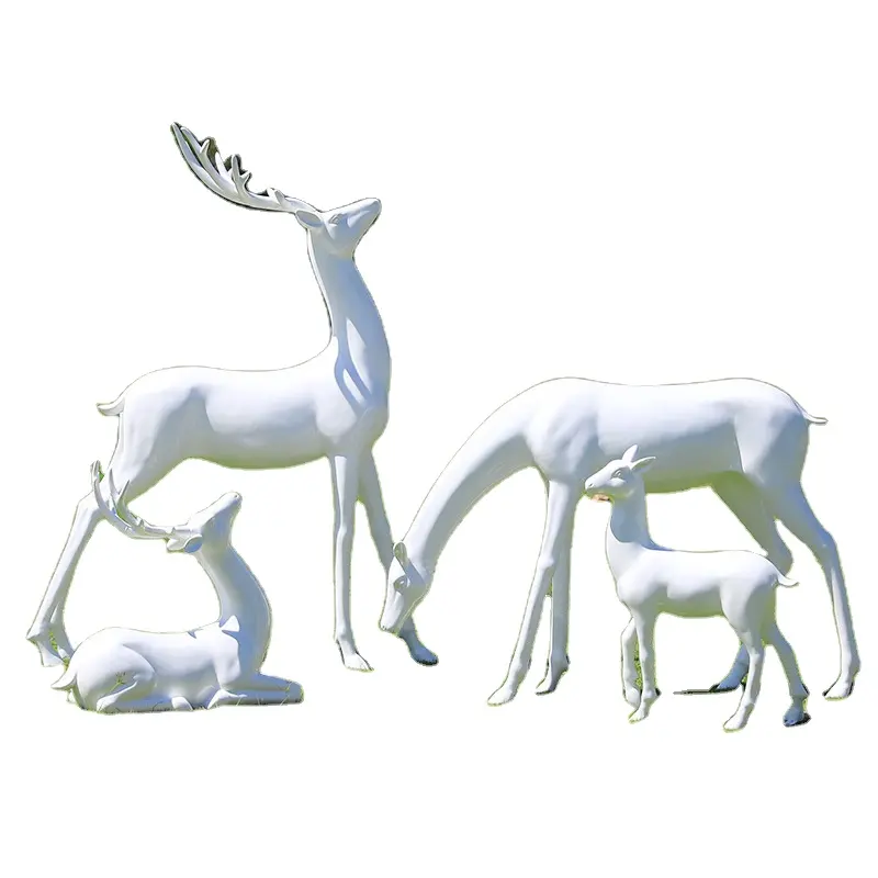 Customized Theme Park Decorations Life size White deer Art Large Deer Statue Fiberglass Resin Animal Sculpture