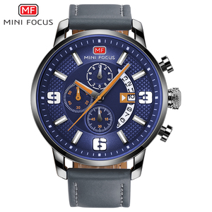 Reloj de Cuarzo Casual Popular MINI FOCUS MF0025G para Hombre, Cronógrafo con 3 Esferas y 6 Manecillas, Correa de Cuero, Resistente al Agua, Relojes Multifunción para Chico - Product Image 1