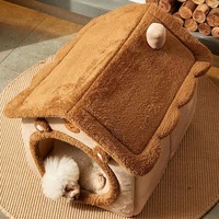 Lynpet Pliable Amovible Peluche Chaude Chenil pour Chien Maison Chat Grotte pour Petits Chiens Moyens