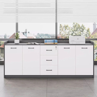 Meuble de bureau contemporain en bois massif pour salle de réunion, avec tiroir latéral, compartiment de rangement pour imprimante et compartiment bas pour classement de documents