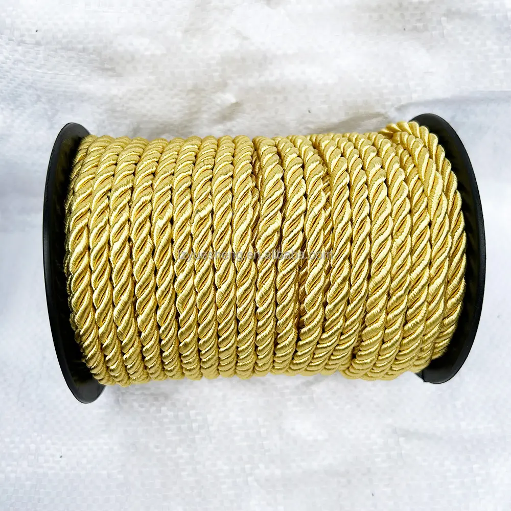 Venta caliente lurex metálico cordón trenzado Diy decoración cordón 4-5mm algodón macramé cuerda Popular