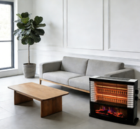 Chauffage d'appoint portable autonome à quartz 2400W, 4 niveaux de puissance, avec effet de flamme réaliste, pour salon, sécurité garantie