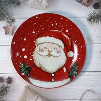 Assiettes rondes en céramique de Noël de 8 pouces avec motif Père Noël personnalisé de haute qualité pour les fêtes à domicile