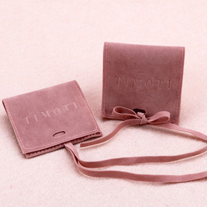 Custom Embossed logo Jewelry Bag Pouch Microfiber Velvet Jewelry <b>Gift</b> Bags for Rings Earrings Necklace Bracelet Packaging - Product Image 6