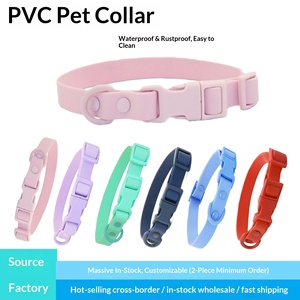 קולר לחיות מחמד עמיד למים PVC עמיד בפני כתמים רך עם אבזם POM וסרט מצופה דבק בצבע אחיד - Product Image 2