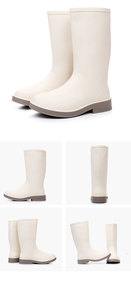 Nouvelles chaussures de pluie hautes bottes de pluie féminines bicolores en <span class=keywords><strong>plastique</strong></span> couvre-chaussures antidérapantes en PVC - Product Image 3