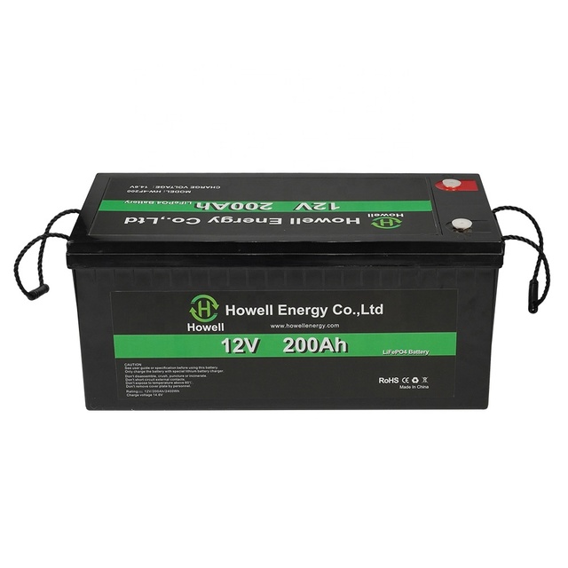 Deep Cycle Lithium Iron Phosphate Battery 12V 200Ah LiFePO4 HWE HWE-4F200 5-Year Warranty 3000-Cycle for Solar Lighting