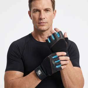 Custom Logo Printed Lightweight Half-Finger Non-<b>Slip</b> Durable Polyester Gym Gloves Breathable Weightlifting Lace-Up Closure - Product Image 1