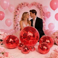 Bola de Discoteca Romántica Rosa con Espejos, Bola de Amor Brillante para Decoración de Pedidas de Mano, Regalo de Aniversario, Decoración de Dormitorio, Artículos para Fiestas de San Valentín