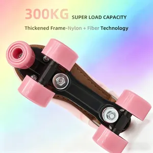 Patins à roulettes <span class=keywords><strong>quad</strong></span> pour adultes RS Professional de haute qualité en microfibre, patins à roulettes à quatre roues pour femmes, motif arc-en-ciel - Product Image 6