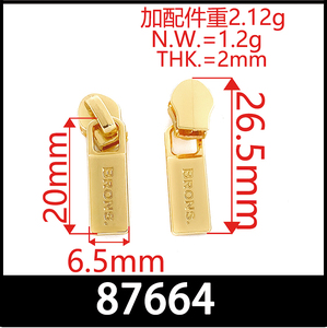 Tùy Chỉnh Mạ Vàng 3 # Kim Loại Dây Kéo Thanh Trượt Hình Dạng Tùy Chỉnh Dây Kéo Kéo Khóa Đầu Puller Cho Túi - Product Image 3