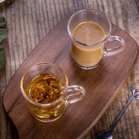 AT PACK Tasse à café/latte en verre transparent résistant aux hautes températures avec motif floral gaufré et estampage doré