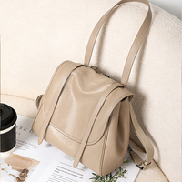 Mochila de Cuero Genuino para Mujer, Diseño Personalizado OEM/ODM, Bolso de Hombro Convertible Elegante, Mochila Casual para Tablet, para Viajes