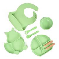 Ensemble repas bébé en silicone divisé avec ventouse, sans BPA, anti-fuite, écologique, de haute qualité, vente en gros