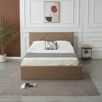 Lit de rangement moderne avec vérin à gaz réglable, tête de lit capitonnée en velours, style minimaliste, personnalisable – Nouveauté