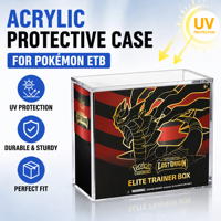 Boîte de présentation en acrylique pour Pokémon Elite Trainer Box ETB Booster Box, fermeture magnétique, transparente, protection et rangement pour collection TCG