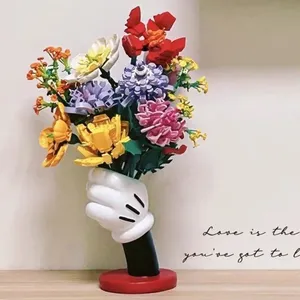 Dessin animé Vase ornement <span class=keywords><strong>Lego</strong></span> Bouquet maison ornements Ins Style Internet célébrité Style bricolage - Product Image 1