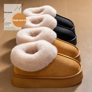Pantuflas <span class=keywords><strong>de</strong></span> <span class=keywords><strong>Plataforma</strong></span> <span class=keywords><strong>con</strong></span> Suela Gruesa para Mujer, Pantuflas <span class=keywords><strong>de</strong></span> Felpa para Otoño e Invierno, Antideslizantes, Duraderas, para Usar en Interiores y Exteriores, <span class=keywords><strong>Botas</strong></span> <span class=keywords><strong>de</strong></span> Nieve - Product Image 1