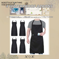 Ensemble de 4 tabliers de chef imperméables en polyester tissé réglables avec 2 poches, style bavoir, lavables en machine, pour hommes et femmes, cuisine et pâtisserie
