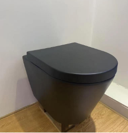 Siège de toilette moderne en céramique monobloc sans rebord Australie Filigrane Mural WC Clapet Remplacement P-Trap Drainage Inclus - Product Image 3