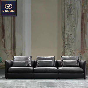 Canapé italien minimaliste Jungle en <span class=keywords><strong>cuir</strong></span> <span class=keywords><strong>noir</strong></span> Villa de luxe Meubles design Décoration créative Canapé de salon - Product Image 4