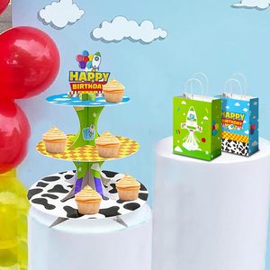 Bolsas de Regalo con Diseño de <span class=keywords><strong>Vaca</strong></span>, Bolsas de Papel con Asa para Fiestas de Cumpleaños, Cielo Azul y Nubes Blancas - Product Image 3