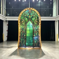 Décoration Gonflable Alice au Pays des Merveilles pour Scène, 3M/9.84FT, Personnalisée, en Oxford, avec Porte en Vitrail et Éclairage LED