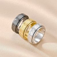 Cincin Anti-Stres Bentuk U Putar, Lapis Emas 18K, Bahan Stainless Steel, Unisex, Hadiah Pasangan, Produk Laris Lintas Negara