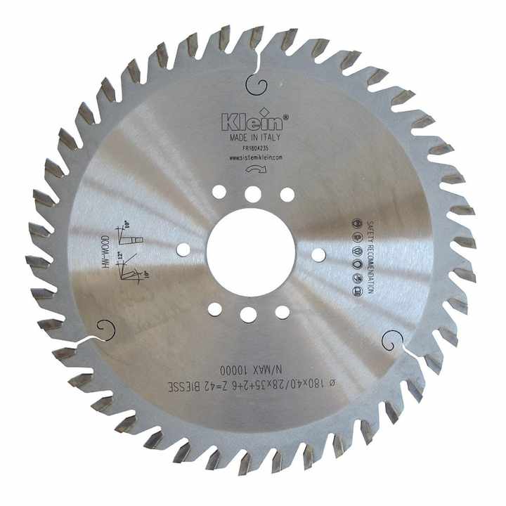 HW Circular Saw Blade for Machining Centers D=180 Z=3.2/2.2 No. Teeth=54 Pattern=2 Transc. Holes for Metals-Homag 4 Holes