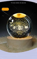 Cadeaux d'anniversaire, boule de cristal lumineuse du système solaire, lampe de bureau, lumière LED sculptée en 3D, veilleuse, alimentée par batterie, taille moyenne