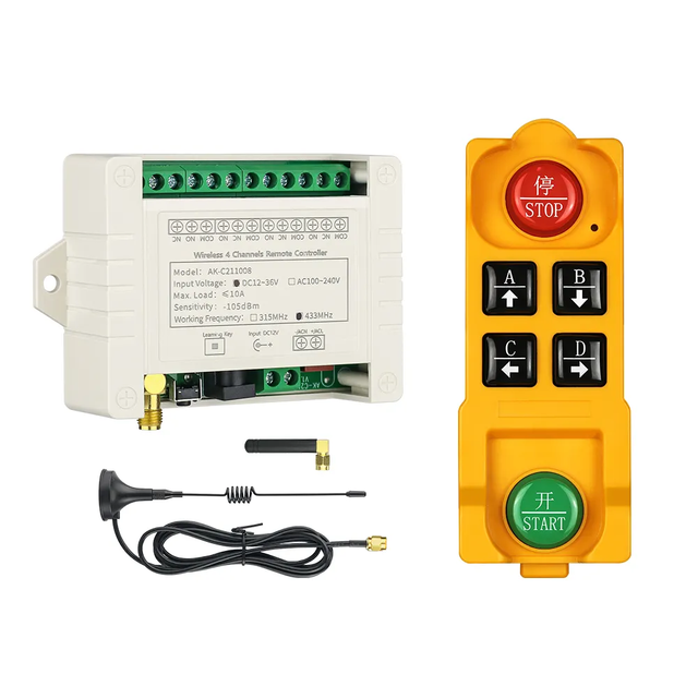 DC12V 24V 36V 4CH RF Industrial Wireless Remote Control Switch 4 Channel Receiver With Long Distance Remote Controller