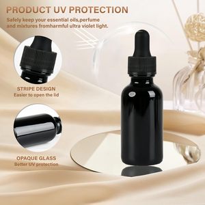 OEM High Quality <b>Black</b> Glass Bottles 5ml 10ml 30ml 50ml 100ml Spray <b>Pump</b> Dropper for Essential Oils - Product Image 3