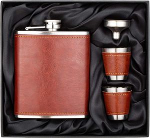 Gourde à liqueur en acier inoxydable gravée avec logo personnalisé, 8 oz, format poche, pour hommes, idéale pour les cadeaux de mariage et les voyages - Product Image 1