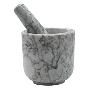 Ensemble <span class=keywords><strong>mortier</strong></span> et pilon en marbre naturel écologique de haute qualité pour herbes et épices, avec couvercle agitateur, emballé en boîte, vente en gros - Product Image 3