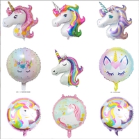 Licorne magique Super forme ballon arc-en-ciel licorne tête feuille ballon décorations de fête d'anniversaire pour les filles