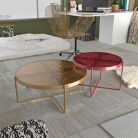 Table basse moderne à succès avec plateau en verre trempé et structure métallique, ensemble de meubles décoratifs pour salon