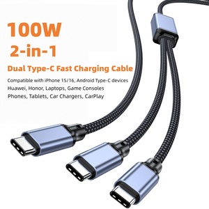 100W Hızlı Şarj 5A 20V PD Naylon Örgülü USB-C - Type-C Splitter Kablo, Alüminyum Alaşımlı Hızlı Şarj Kutusu ile - Product Image 5