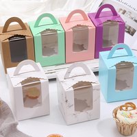 Offre Spéciale Kraft Papier Petit Gâteau Boîtes Unique Boîte De Boulangerie Emballage Avec la Fenêtre D'affichage clair Insérer Et poignée